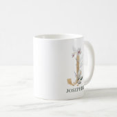 J Monogram Floral Personalisiert Kaffeetasse (VorderseiteRechts)
