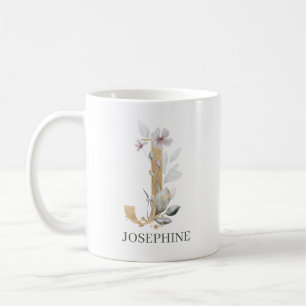 J Monogram Floral Personalisiert Kaffeetasse