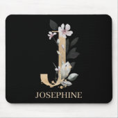 J Monogram Floral Personalisiert Mouse Pad Mousepad (Vorne)