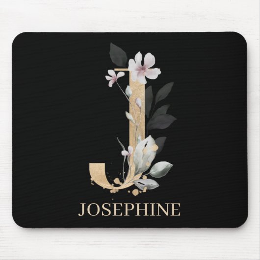 J Monogram Floral Personalisiert Mouse Pad Mousepad (Vorne)
