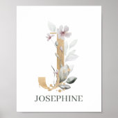 J Monogram Floral Personalisiert Poster (Vorne)