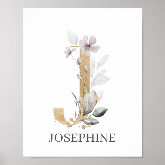 J Monogram Floral Personalisiert Poster (Vorne)