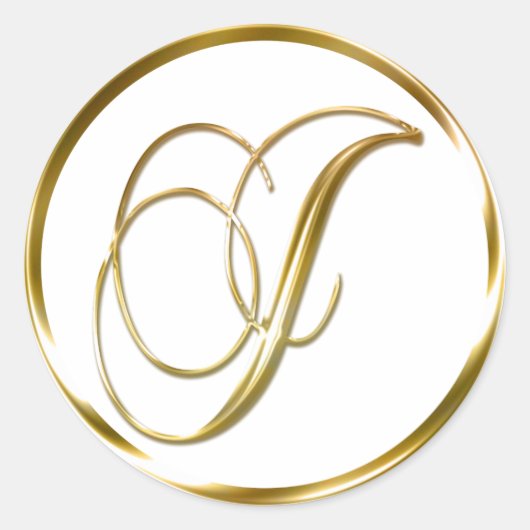 J Monogram Imitate Gold Umschlag oder Bevorzugung Runder Aufkleber (Vorderseite)