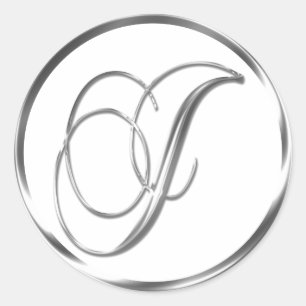 J Monogram Imitate Silver Envelope or Bevorzugung Runder Aufkleber