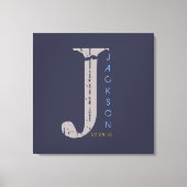 J Monogram Initial Bar Bat Mitzvah Sign-In Board Leinwanddruck (Vorderseite)