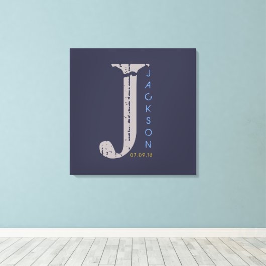 J Monogram Initial Bar Bat Mitzvah Sign-In Board Leinwanddruck (Insitu (Holzboden))