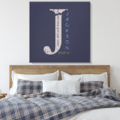 J Monogram Initial Bar Bat Mitzvah Sign-In Board Leinwanddruck (Insitu (Schlafzimmer))