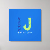 J Monogram Initial Bar Bat Mitzvah Sign-In Board Leinwanddruck (Vorderseite)