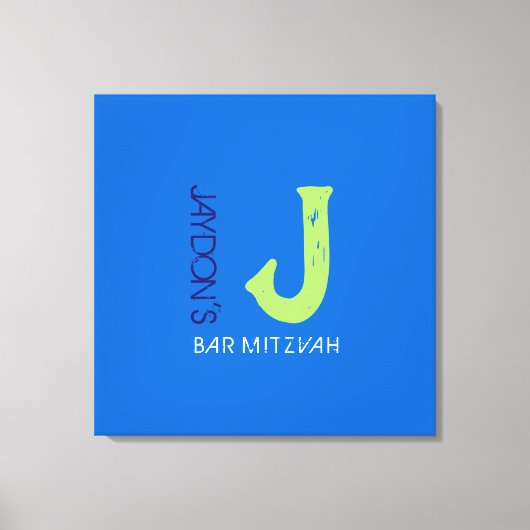 J Monogram Initial Bar Bat Mitzvah Sign-In Board Leinwanddruck (Vorderseite)