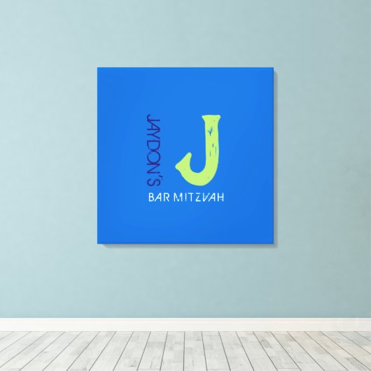 J Monogram Initial Bar Bat Mitzvah Sign-In Board Leinwanddruck (Insitu (Holzboden))