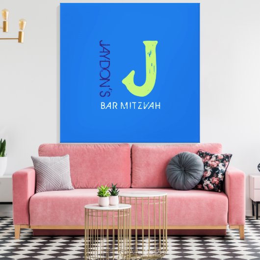 J Monogram Initial Bar Bat Mitzvah Sign-In Board Leinwanddruck (Insitu (Wohnzimmer))