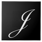 J Monogram Initial White Fliese (Vorderseite)