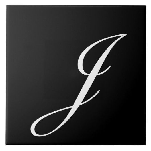 J Monogram Initial White Fliese (Vorderseite)