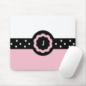 J: Monogram J Dotted Pink & White Mousepad (Mit Mouse)