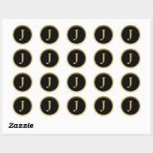 J: Monogram J Elegant Gold and Black Stickers (Blatt)