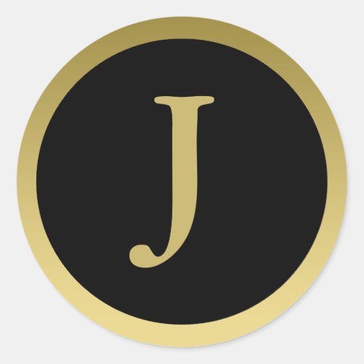 J: Monogram J Elegant Gold and Black Stickers (Vorderseite)