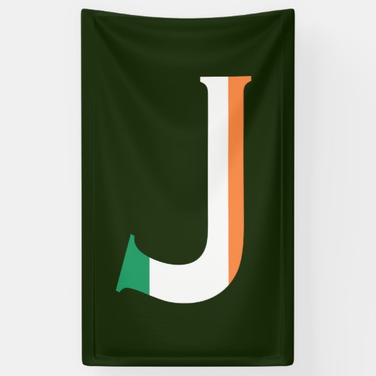 J Monogram overlaid on Irish Flag (v) bnrcnt Banner (Vertikal)