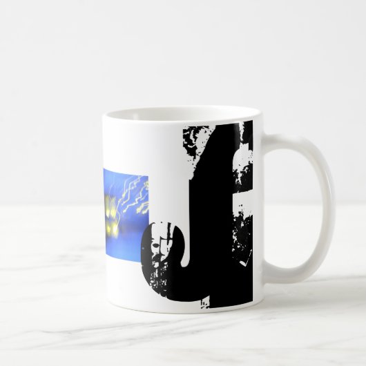 J Monogram Typografy Cool Grunge Tasse (Rechts)