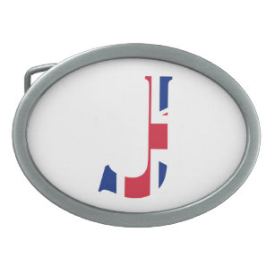 J Monogram überlagert sich auf der Flagge der Unio Ovale Gürtelschnalle