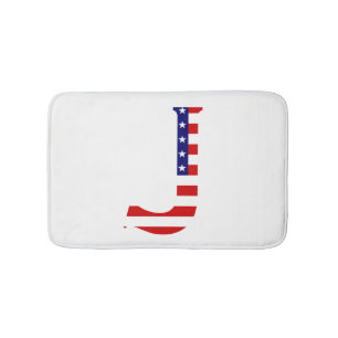 J Monogram überlagert sich auf der Flagge der USA Badematte