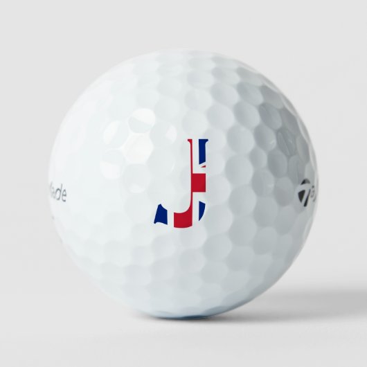 J Monogram überlagert sich auf der Unijack-Flagge Golfball (Vorderseite)