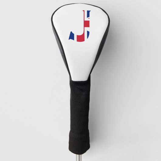 J Monogram überlagert sich auf der "Union Jack Fla Golf Headcover (Vorderseite)