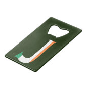 J Monogram überlagert sich auf irischer Flagge Geldbeutel Flaschenöffner (Vorderseite Schrägansicht)