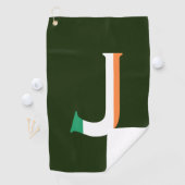 J Monogram überlagert sich auf Irish Flag gtcnt Golfhandtuch (Insitu)