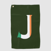 J Monogram überlagert sich auf Irish Flag gtcnt Golfhandtuch (Vorderseite)