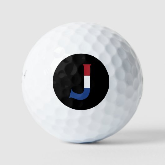 J Monogram überlagert sich auf NLD Flag auf bk be6 Golfball (Vorderseite)