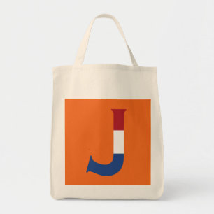 J Monogram überlagert sich auf NLD Flag auf oder g Tragetasche