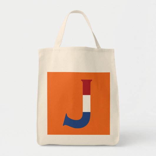 J Monogram überlagert sich auf NLD Flag auf oder g Tragetasche (Vorne)