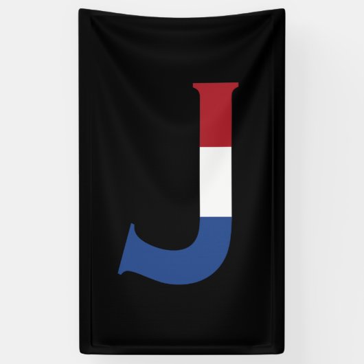 J Monogram überlagert sich auf NLD-Flagge auf bk b Banner (Vertikal)