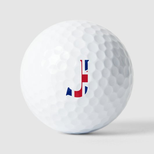 J Monogram überlagert sich auf Union Jack Flag va Golfball (Vorderseite)