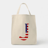 J Monogram überlagert sich auf US Flag Gtcnt Tragetasche (Rückseite)