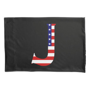 J Monogram überlagert sich auf US Flag Pccnt Kissenbezug