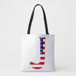 J Monogram überlagert sich auf US Flag Stcnt Tasche