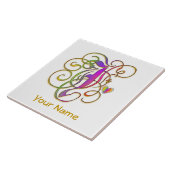 J-Monogramm Ihre Namens"gotischer Regenbogen-" Fliese (Seite)