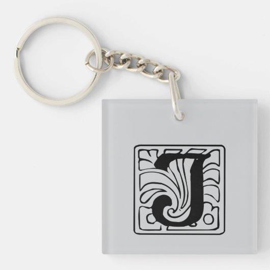 J Monogramm schwarz Schlüsselanhänger (Vorderseite)