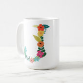 J-Monogramm-Tasse, Blumenj-Initiale, botanisch Kaffeetasse (Vorderseite Links)