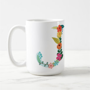 J-Monogramm-Tasse, Blumenj-Initiale, botanisch Kaffeetasse