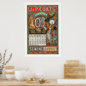 J P Coats Nähen Cotton Vintage Werbung Poster (Küche)