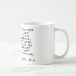 J.P. Erster Schritt Morgans hin zu irgendwo Kaffeetasse