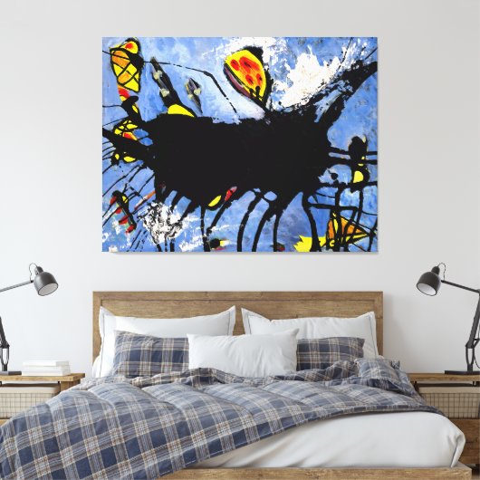 J. P. - SCHWARZE FORM I - c. 1950 - Abstrakt- Leinwanddruck (Insitu (Schlafzimmer))