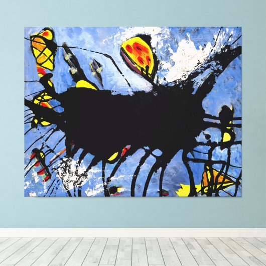 J. P. - SCHWARZE FORM I - c. 1950 - Abstrakt- Leinwanddruck (Insitu (Holzboden))