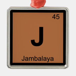 J - Periodisches Tabellensymbol der Jambalaya Chem Ornament Aus Metall