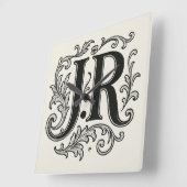 J.R Initialen mit Dekor Quadratische Wanduhr (Winkel)