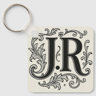 J.R Initialen mit Dekor Schlüsselanhänger