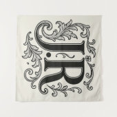J.R Initialen mit Dekor Wandteppich (Vorderseite (Horizontal))