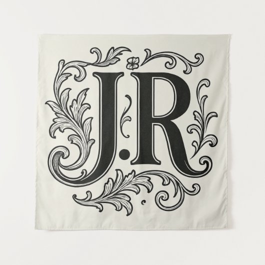 J.R Initialen mit Dekor Wandteppich (Vorderseite)
